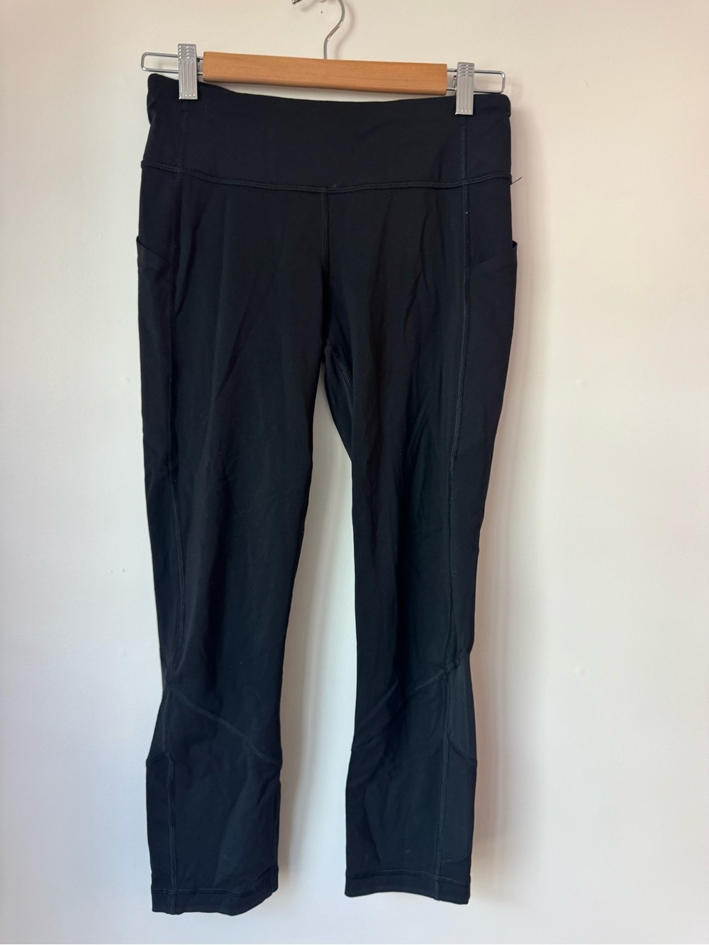Lululemon Pace Rival High Rise Crop Leggings Mesh Pocket Black Size 6